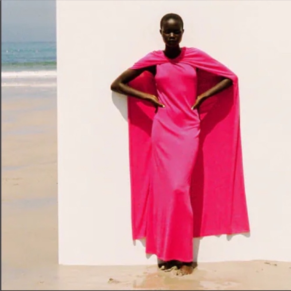 Zara limited edition pink cape dress